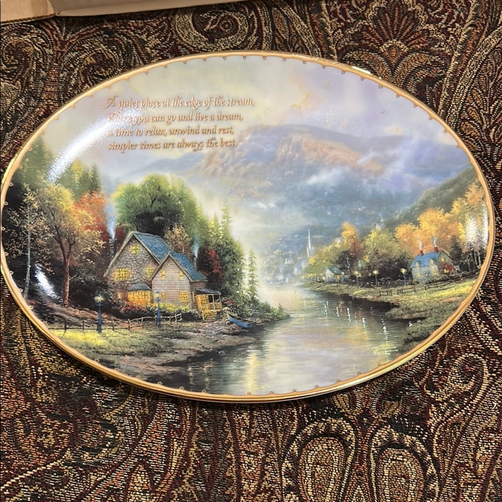 Scenic Riverbank Art Plate